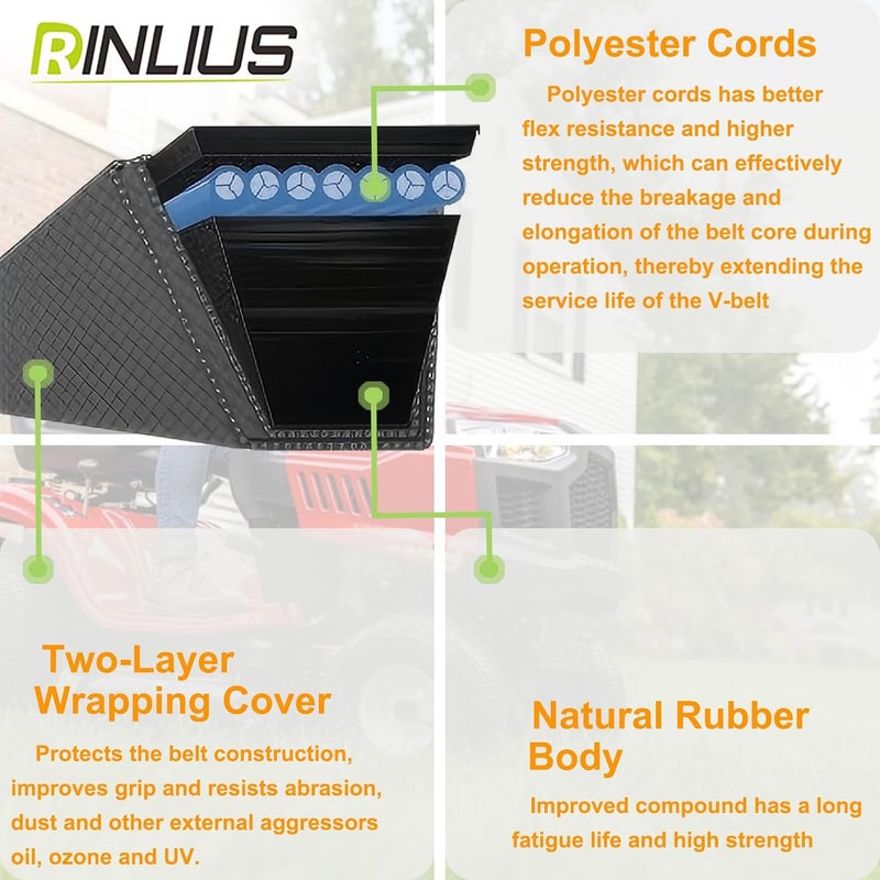 Rinlius 144959 Deck Belt (1/2" x 95") fits Craftsman LT1000 LT2000 LT3000 DYT4000 42 inch Deck Riding Mower, Husqvarna Poulan AYP Lawn Mower Replaces OEM 138255 532144959 532138255 - Image 3